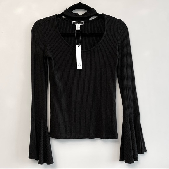 3 For $20 NWT ANOTHER STORY Ribbed Bell Long Sleeve Top With Choker - Picture 1 of 5
